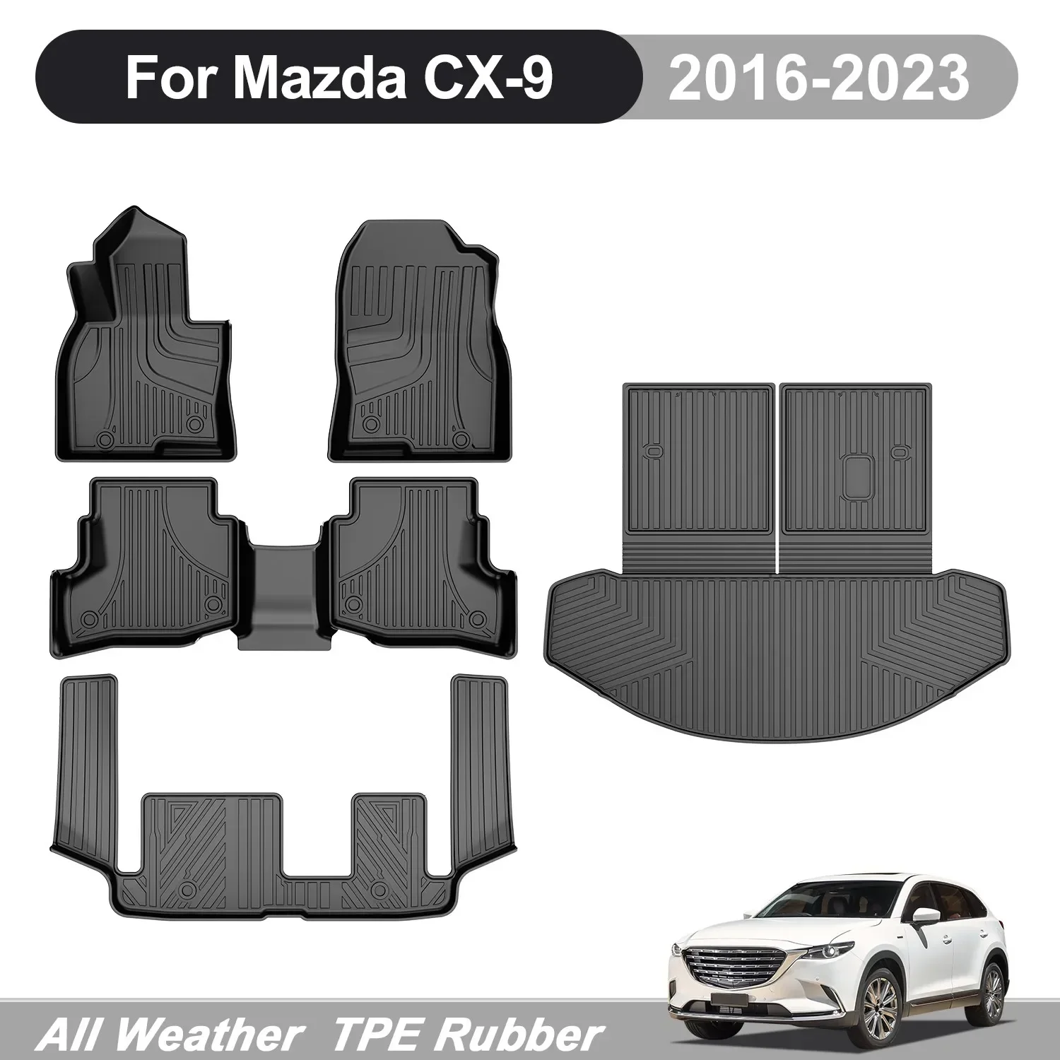 Car For Mazda CX-9 7-Seats 2016-2023 TPE Floor Mats and Cargo Liners Accessories
Car For Mazda CX-9 7-Seats 2016-2023 TPE Floor Mats and Cargo Liners Accessories