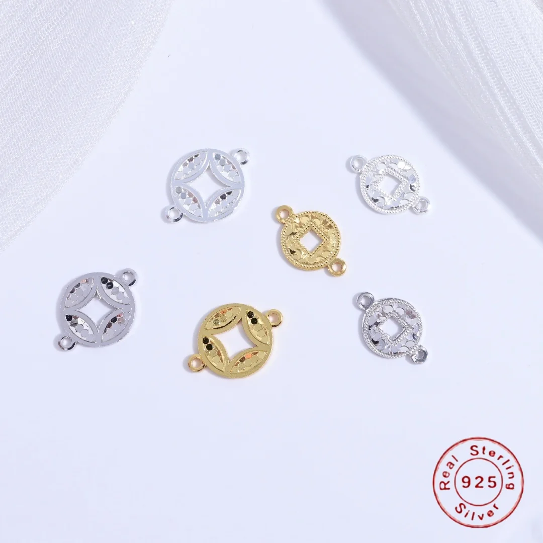 S925 Sterling Silver Broken Ice style Coin Double hanging Charm DIY Handmade Bracelet Necklace Connector Accessorie SD81
S925 Sterling Silver Broken Ice style Coin Double hanging Charm DIY Handmade Bracelet Necklace Connector Accessorie SD81