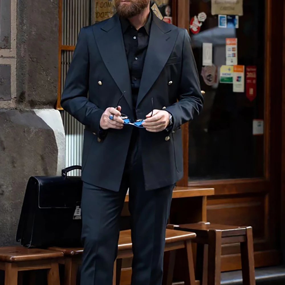 Navy Blue Suits Men Double Breasted Formal Business Blazer Wedding Groom Tuxedo Daily Blazer 2 Piece Jacket Vest Terno Masculino
Navy Blue Suits Men Double Breasted Formal Business Blazer Wedding Groom Tuxedo Daily Blazer 2 Piece Jacket Vest Terno Masculino