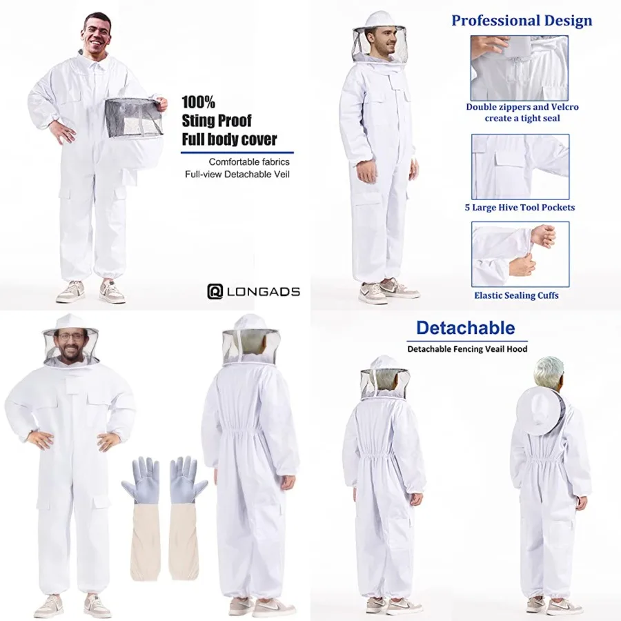 Professional Bee Suits for Men Women Sting Proof with Round Veil, Sting-Proof Full Body Protection Beekeeping Suit with Glove
Professional Bee Suits for Men Women Sting Proof with Round Veil, Sting-Proof Full Body Protection Beekeeping Suit with Glove