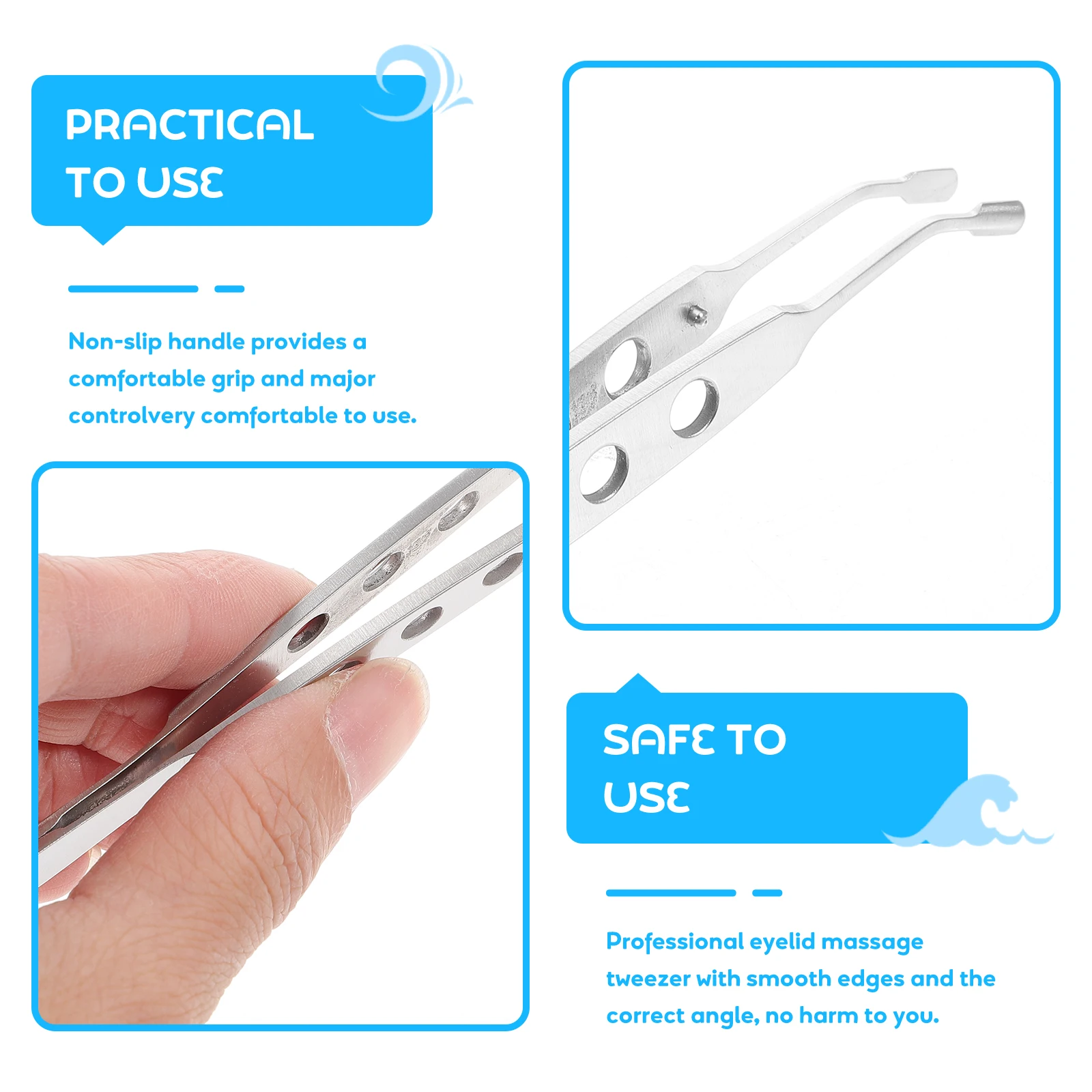 Eyelid Massage Tweezers Meibomian Gland Expressor 3Hole Steel 6cm Eyelash Tweezers MGD Tool NonSlip Handle
Eyelid Massage Tweezers Meibomian Gland Expressor 3Hole Steel 6cm Eyelash Tweezers MGD Tool NonSlip Handle