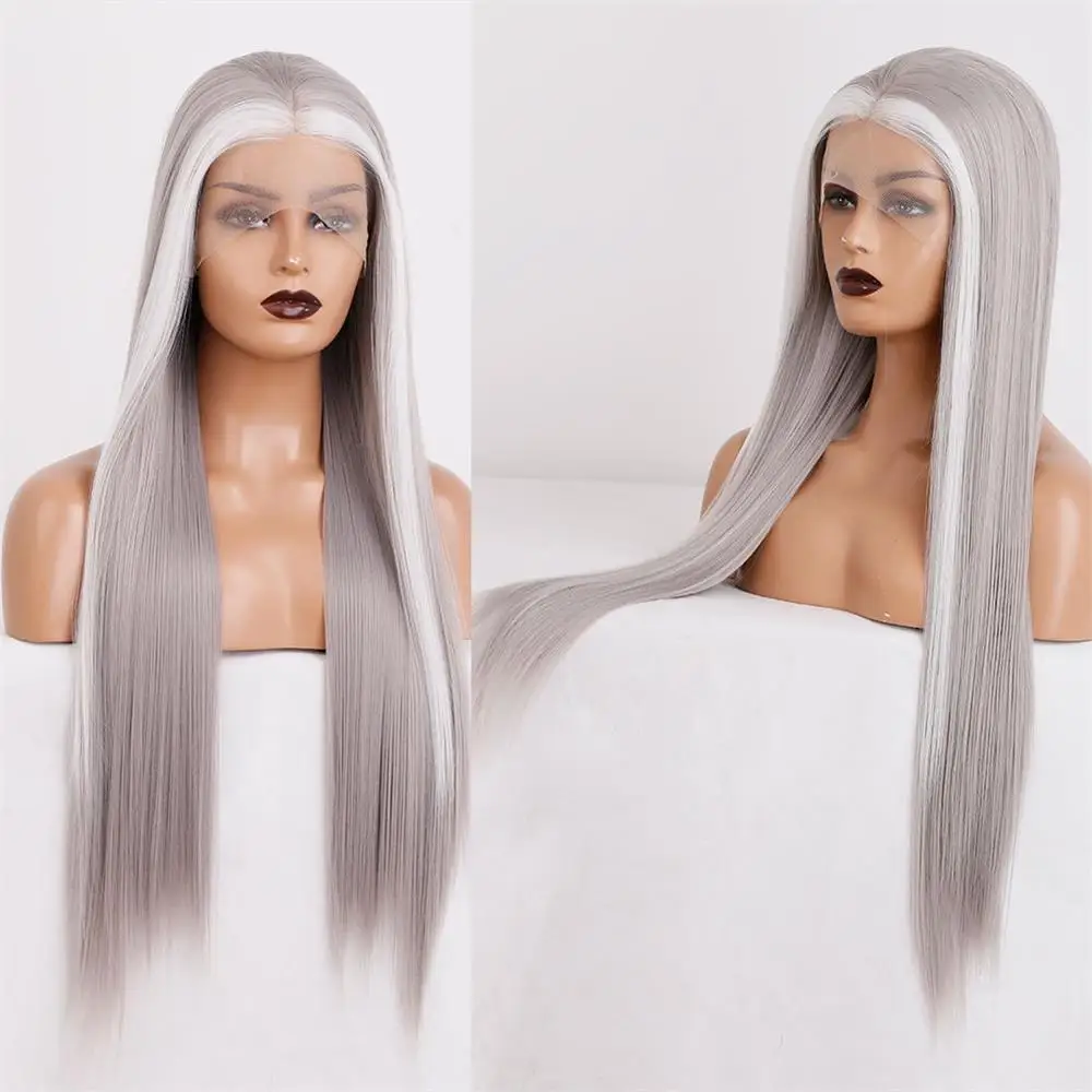FANXITION Gray Long Silky Straight Synthetic Wig with Middle Part Highlight Grey Lace Front Wigs for Women Cosplay Makeup Wig
FANXITION Gray Long Silky Straight Synthetic Wig with Middle Part Highlight Grey Lace Front Wigs for Women Cosplay Makeup Wig