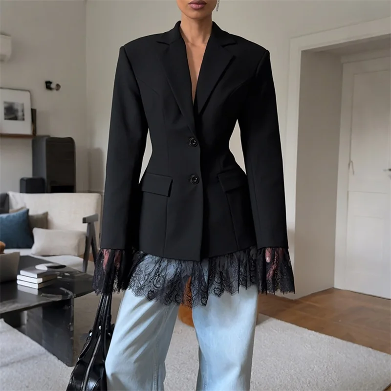 Elegant Women Black Blazer with Allover Delicate Lace Trim Classic Notch Lapel Formal Office Jacket for Party Newest In Stock
Elegant Women Black Blazer with Allover Delicate Lace Trim Classic Notch Lapel Formal Office Jacket for Party Newest In Stock