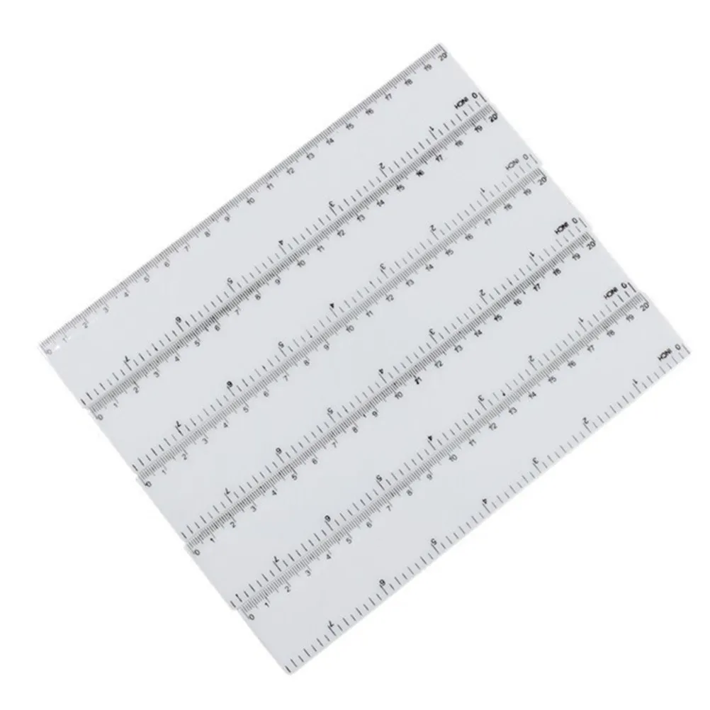 4Pcs Plastic Ruler Dual Scale Inches Measuring Tool Accurate Geometry Tool for Study Straight Ruler