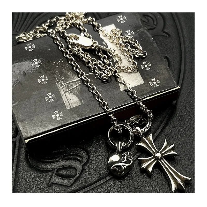 Trendy Thai Silver Retro Old Ring Cross Peach Heart Double Pendant Necklace High-end Autumn and Winter Sweater Chain Accessories
Trendy Thai Silver Retro Old Ring Cross Peach Heart Double Pendant Necklace High-end Autumn and Winter Sweater Chain Accessories
