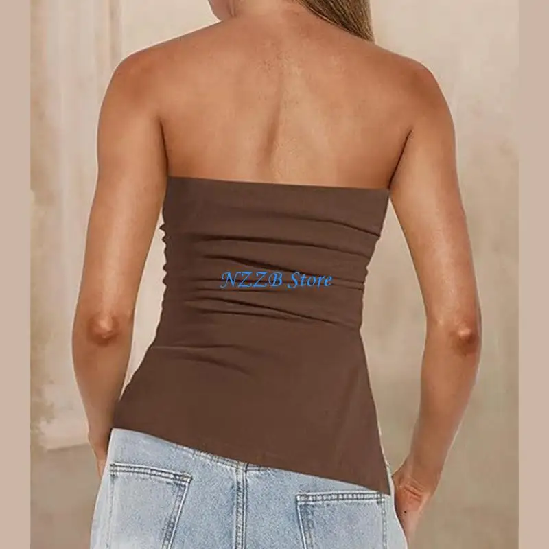 T21F Women's Strapless Ruched Asymmetric Bandeau Shirt Color Fit Tube Top
T21F Women's Strapless Ruched Asymmetric Bandeau Shirt Color Fit Tube Top