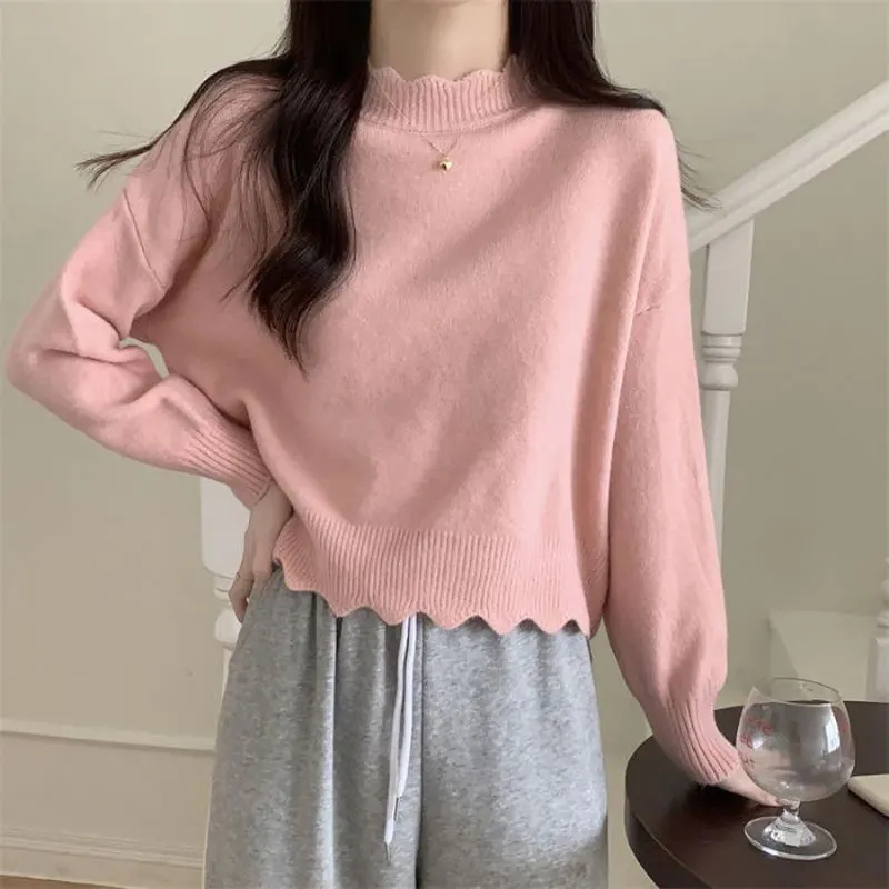 Basic Half High Collar Sweaters Female Clothing Fashion Wave Cut Autumn Winter Solid Color Gentle Long Sleeve Knitted Jumpers
Basic Half High Collar Sweaters Female Clothing Fashion Wave Cut Autumn Winter Solid Color Gentle Long Sleeve Knitted Jumpers