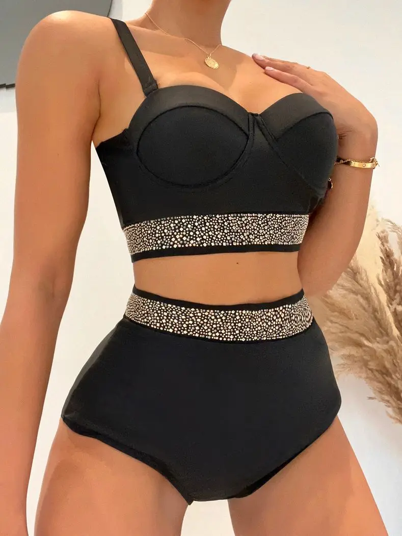 Sexy Bandeau Bikini Set Push Up Swimwear Women 2022 Black High Waist Swimsuit Patchwork Beach Bathing Suit Female Biquini Bather
Sexy Bandeau Bikini Set Push Up Swimwear Women 2022 Black High Waist Swimsuit Patchwork Beach Bathing Suit Female Biquini Bather