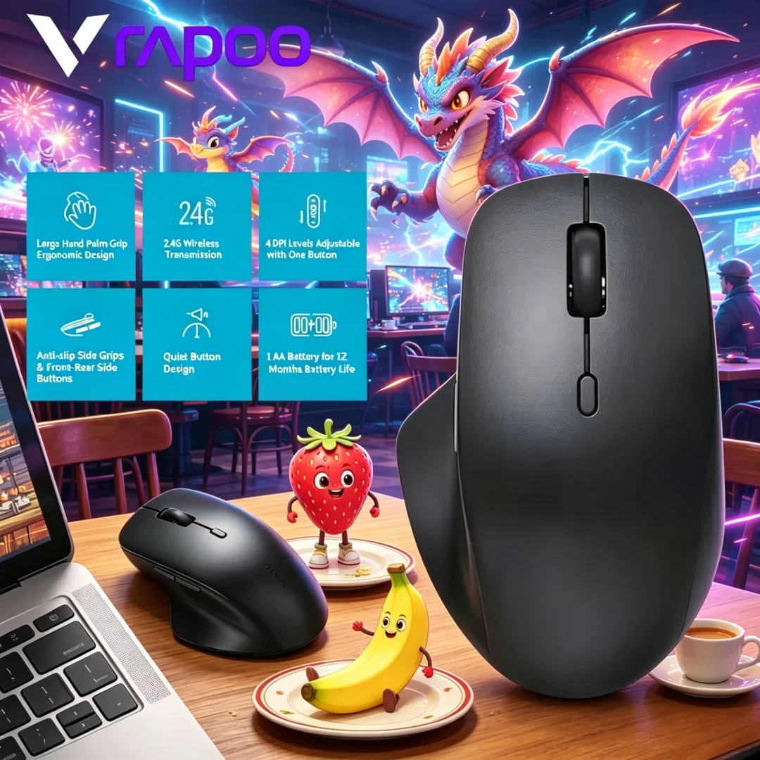 Rapoo M50 PLUS Silent 2.4G Wireless Mouse Optical Ergonomic Gear Ornate For Spacious Palm For Professional Usage,600 DPI Switch
Rapoo M50 PLUS Silent 2.4G Wireless Mouse Optical Ergonomic Gear Ornate For Spacious Palm For Professional Usage,600 DPI Switch