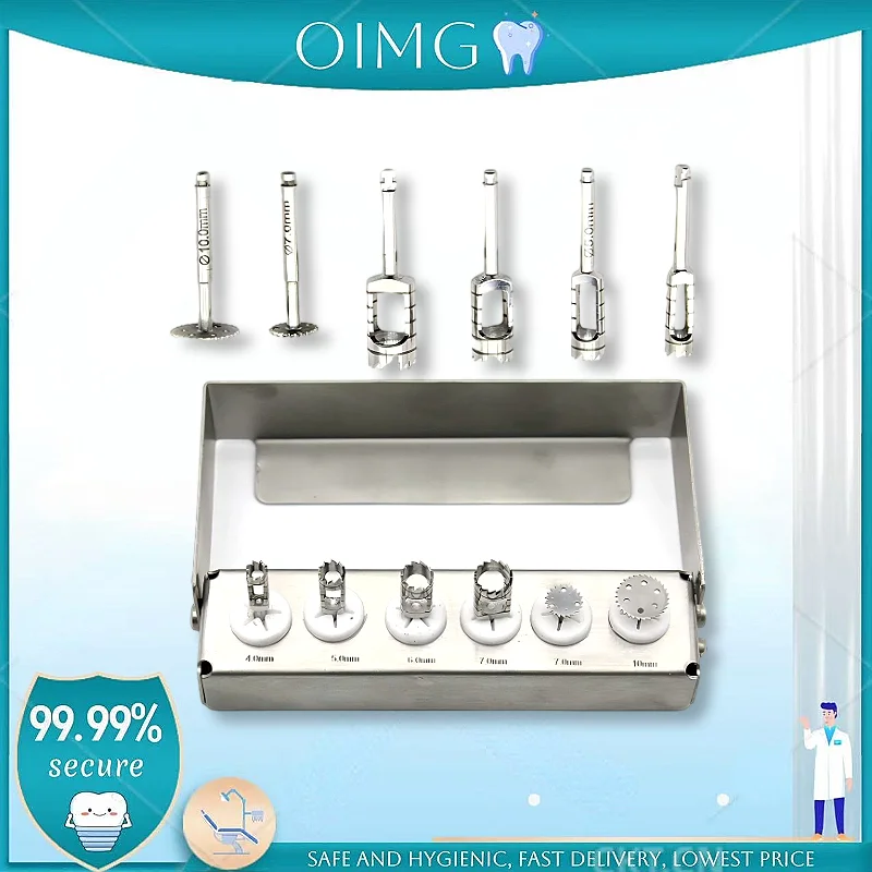 6Pcs Dental Implant Surgery Instruments: Bone Splitting Saw Disc, Bone Graft Trephine Drill & Pioneer Drill Set
6Pcs Dental Implant Surgery Instruments: Bone Splitting Saw Disc, Bone Graft Trephine Drill & Pioneer Drill Set