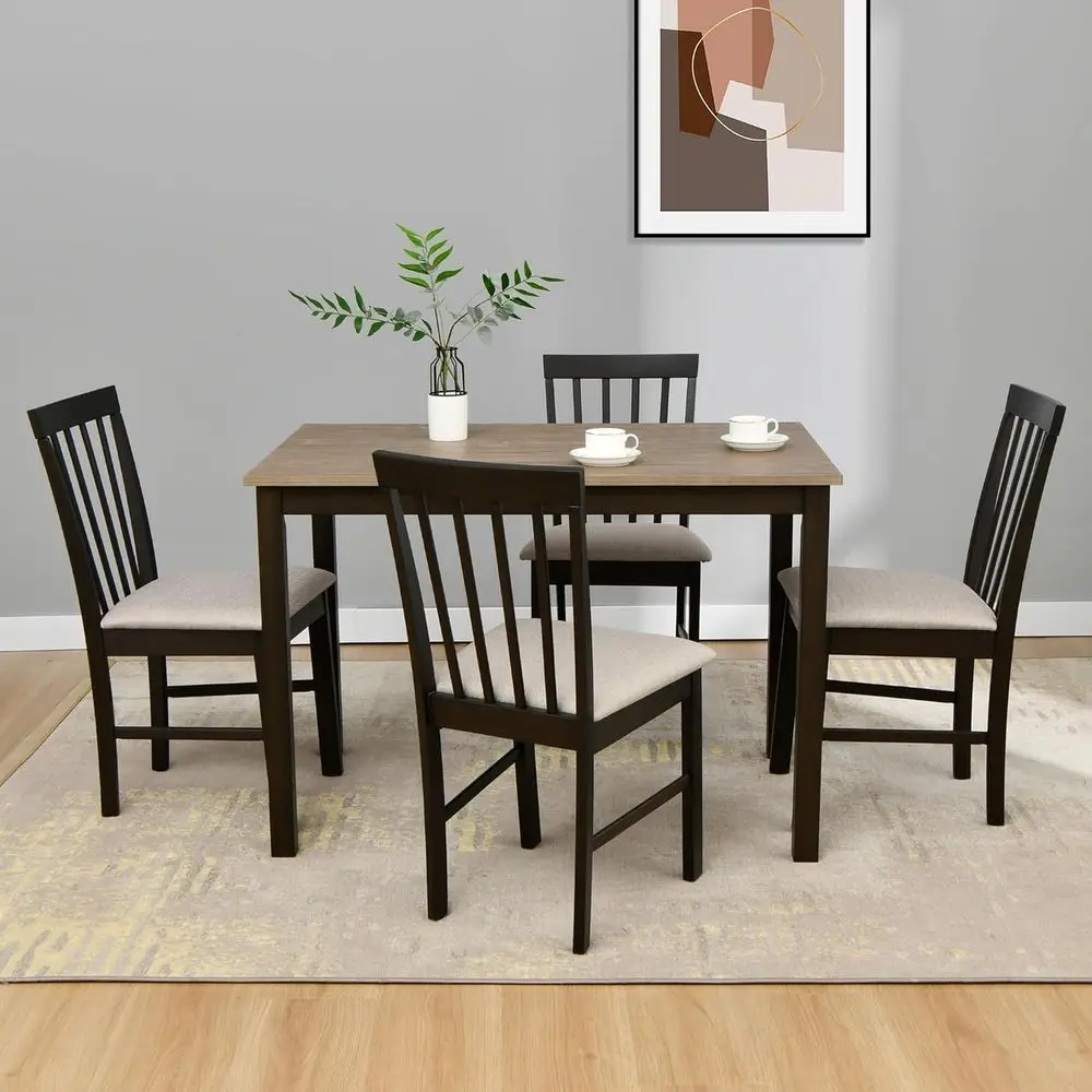 5-Piece Dining Set: Small Wooden Table with 4 Fabric Chairs for Space-Saving Kitchen or Living Room, Black
5-Piece Dining Set: Small Wooden Table with 4 Fabric Chairs for Space-Saving Kitchen or Living Room, Black