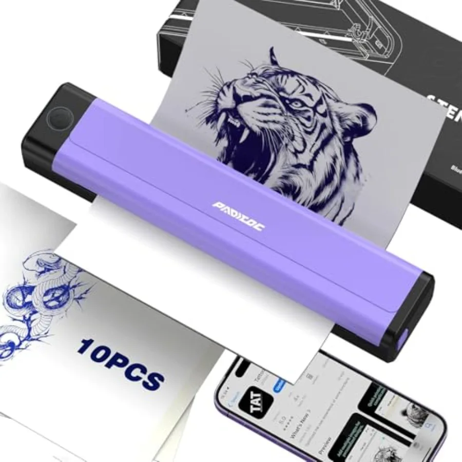 Tattoo Stencil Printer with 10Pcs Transfer Paper - Bluetooth Wireless 2000mAh - Portable Thermal Printer Machine for Tattooist-
Tattoo Stencil Printer with 10Pcs Transfer Paper - Bluetooth Wireless 2000mAh - Portable Thermal Printer Machine for Tattooist-