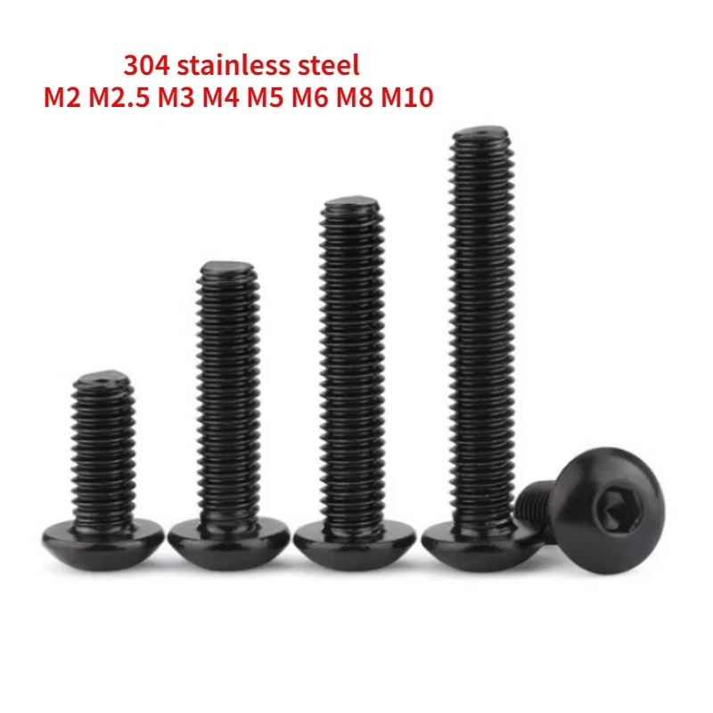 10-200pcs M2 M2.5 M3 M4 M5 M6 M8 M10 Black 304 Stainless Steel Pan Head Internal Hexagonal Screw Round Head Bolt
10-200pcs M2 M2.5 M3 M4 M5 M6 M8 M10 Black 304 Stainless Steel Pan Head Internal Hexagonal Screw Round Head Bolt