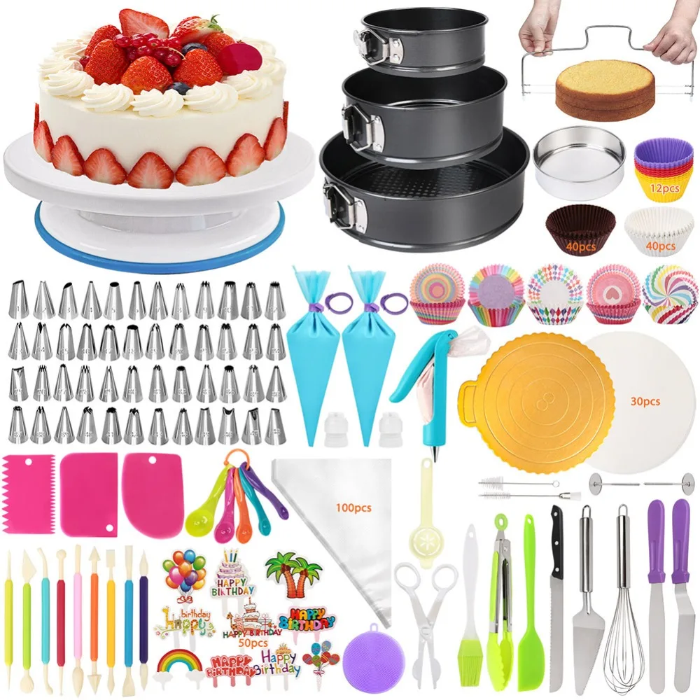 LotFancy Cake Decorating Kit, 469Pcs, Cake Baking Supplies with Rotating Turntable, Springform Pans
LotFancy Cake Decorating Kit, 469Pcs, Cake Baking Supplies with Rotating Turntable, Springform Pans