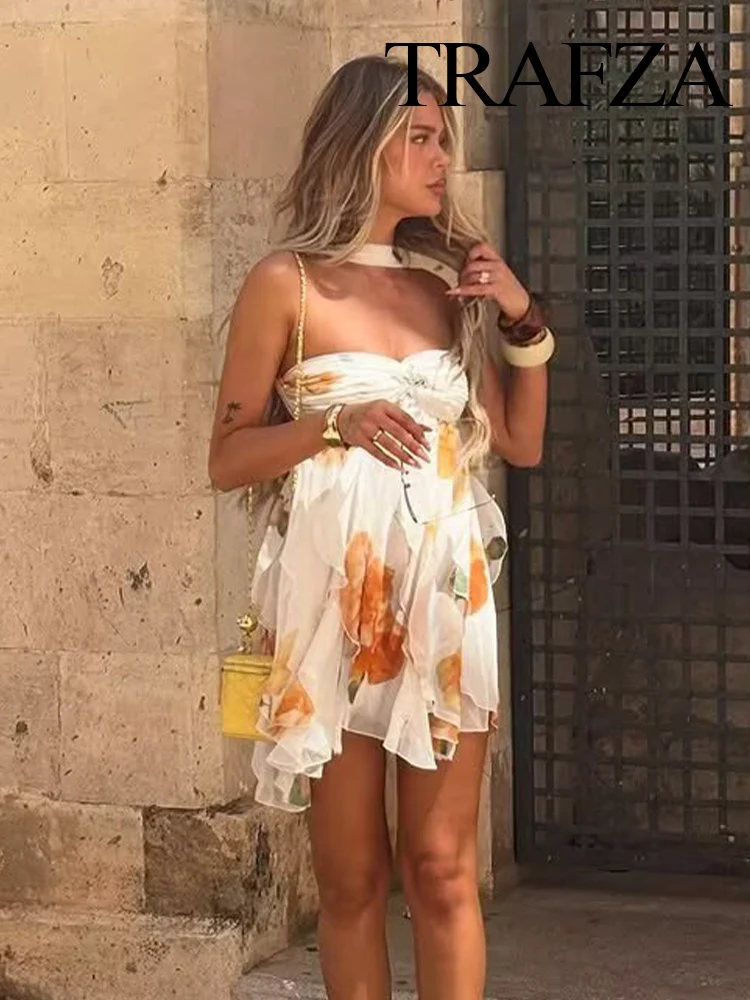 HH Women's Summer Seaside Vacation Chiffon Flower Print Ruffle Dress Female Irregular Hem Backless Halter Sleeveless Dress
HH Women's Summer Seaside Vacation Chiffon Flower Print Ruffle Dress Female Irregular Hem Backless Halter Sleeveless Dress