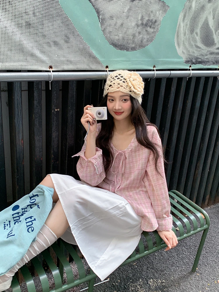 Pink Plaid Loose Long Sve irt Women's Spring Korean Design Sensation Lazy Sle Top Age Reduction Casual Breathable
Pink Plaid Loose Long Sve irt Women's Spring Korean Design Sensation Lazy Sle Top Age Reduction Casual Breathable