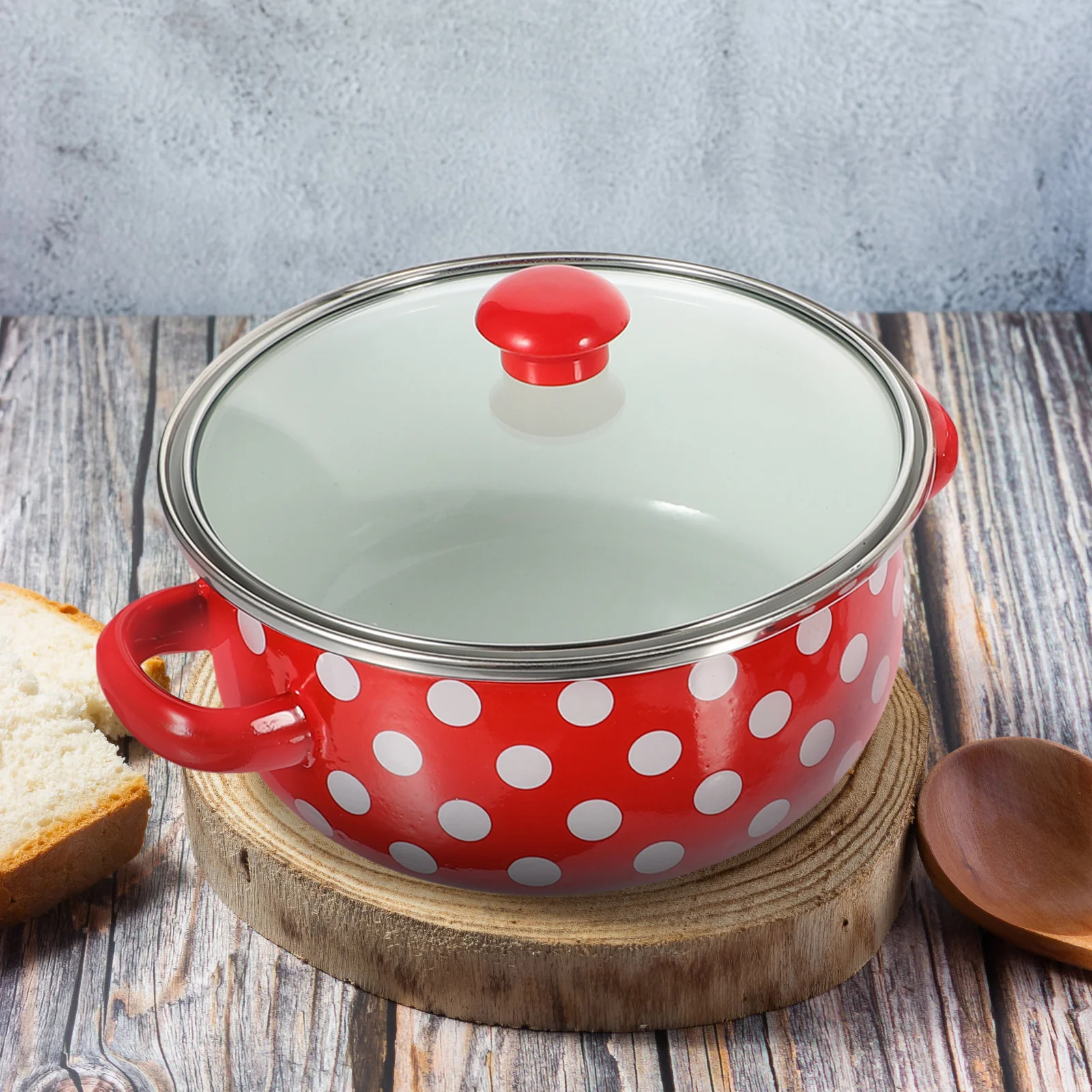 1 set Mini Soup Pot 3-Piece Set Enamel Cookware Red White Dots Portable Saucepan Handles Non-Stick Flat Bottom Small Pots
1 set Mini Soup Pot 3-Piece Set Enamel Cookware Red White Dots Portable Saucepan Handles Non-Stick Flat Bottom Small Pots