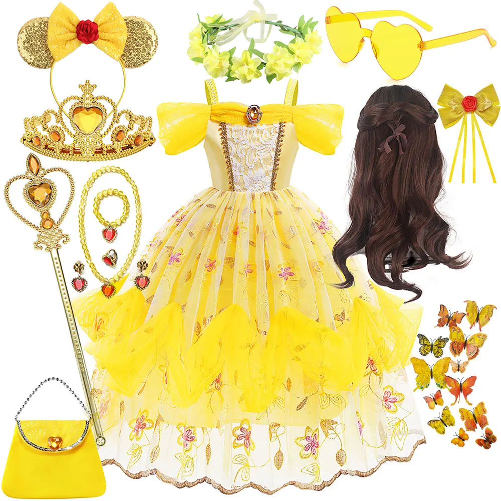 Disney Classic Fairy Tale Beauty and The Beast Belle Princess Dress For Girl Halloween Festive Sleeveless Printed Yellow Dress
Disney Classic Fairy Tale Beauty and The Beast Belle Princess Dress For Girl Halloween Festive Sleeveless Printed Yellow Dress