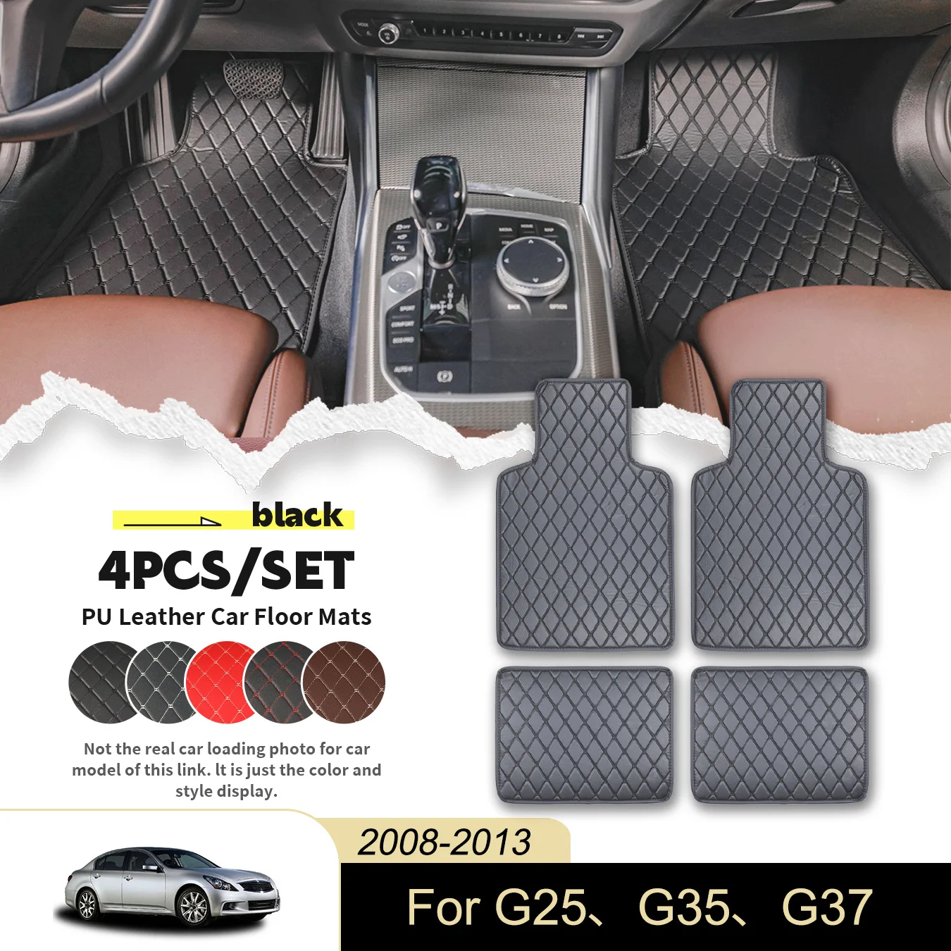4pcs Universal Car Floor Mats For Infiniti For G25/G35/G37 2008-2013 PU Leather Waterproof and Stain Resistant, Easy to Clean
4pcs Universal Car Floor Mats For Infiniti For G25/G35/G37 2008-2013 PU Leather Waterproof and Stain Resistant, Easy to Clean
