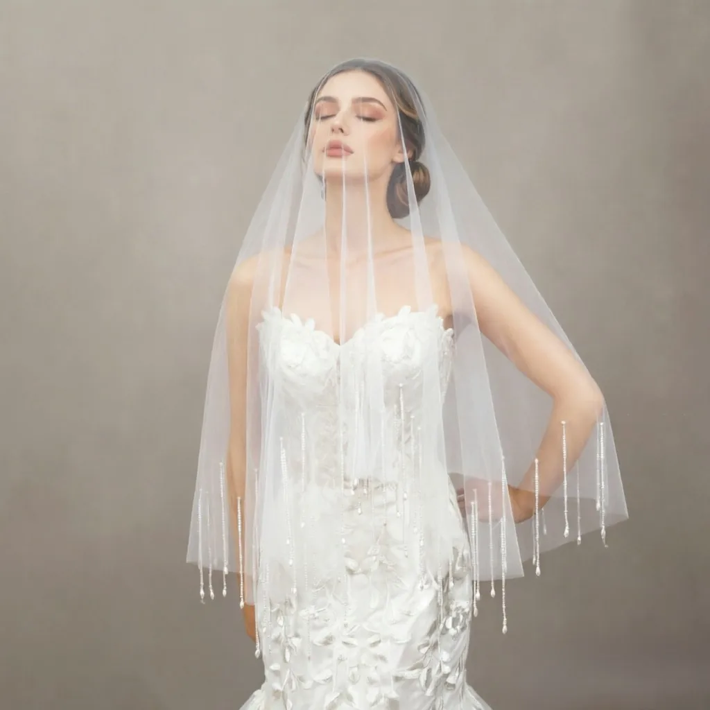 Luxury Blusher Bridal Veil 160x160cm Soft Tulle Hand-stitched Pearl Crystal Tassels Vintage Face-Cover Wedding Veil No Comb G44
Luxury Blusher Bridal Veil 160x160cm Soft Tulle Hand-stitched Pearl Crystal Tassels Vintage Face-Cover Wedding Veil No Comb G44