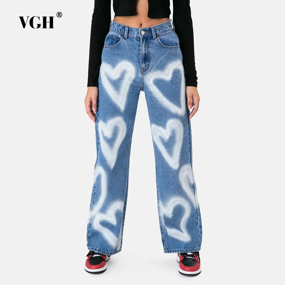 VGH Hit Color Printing Patchwork Pockets Jeans For Women High Waist Spliced Button Minimalist Loose Wide Leg Pants Female New
VGH Hit Color Printing Patchwork Pockets Jeans For Women High Waist Spliced Button Minimalist Loose Wide Leg Pants Female New