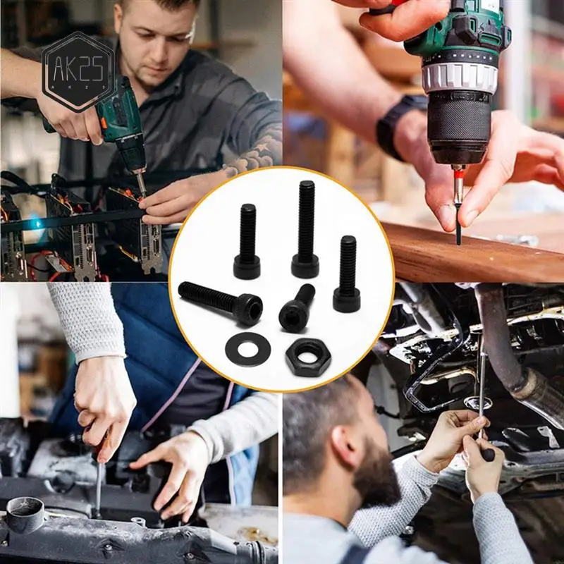 AK25-1225Piece Hex Button Socket Head Cap Screws Bolts Nuts Flat Washers Assortment Kit Black Machine Screws And Nuts
AK25-1225Piece Hex Button Socket Head Cap Screws Bolts Nuts Flat Washers Assortment Kit Black Machine Screws And Nuts