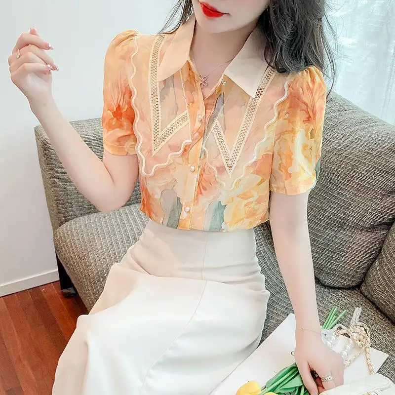 Женская летняя блузка с пышными рукавами и цветочным принтом, короткий рукав, элитный топ, новинка 2026 года
Женская летняя блузка с пышными рукавами и цветочным принтом, короткий рукав, элитный топ, новинка 2026 года