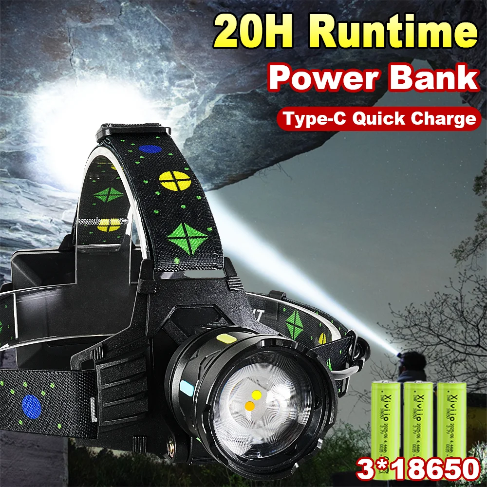 Long Runtime LED Headlamps Super Bright 20H All Night Rechargeable Headlight Type-C Fast Charging Power Bank for Fishing Camping
Long Runtime LED Headlamps Super Bright 20H All Night Rechargeable Headlight Type-C Fast Charging Power Bank for Fishing Camping