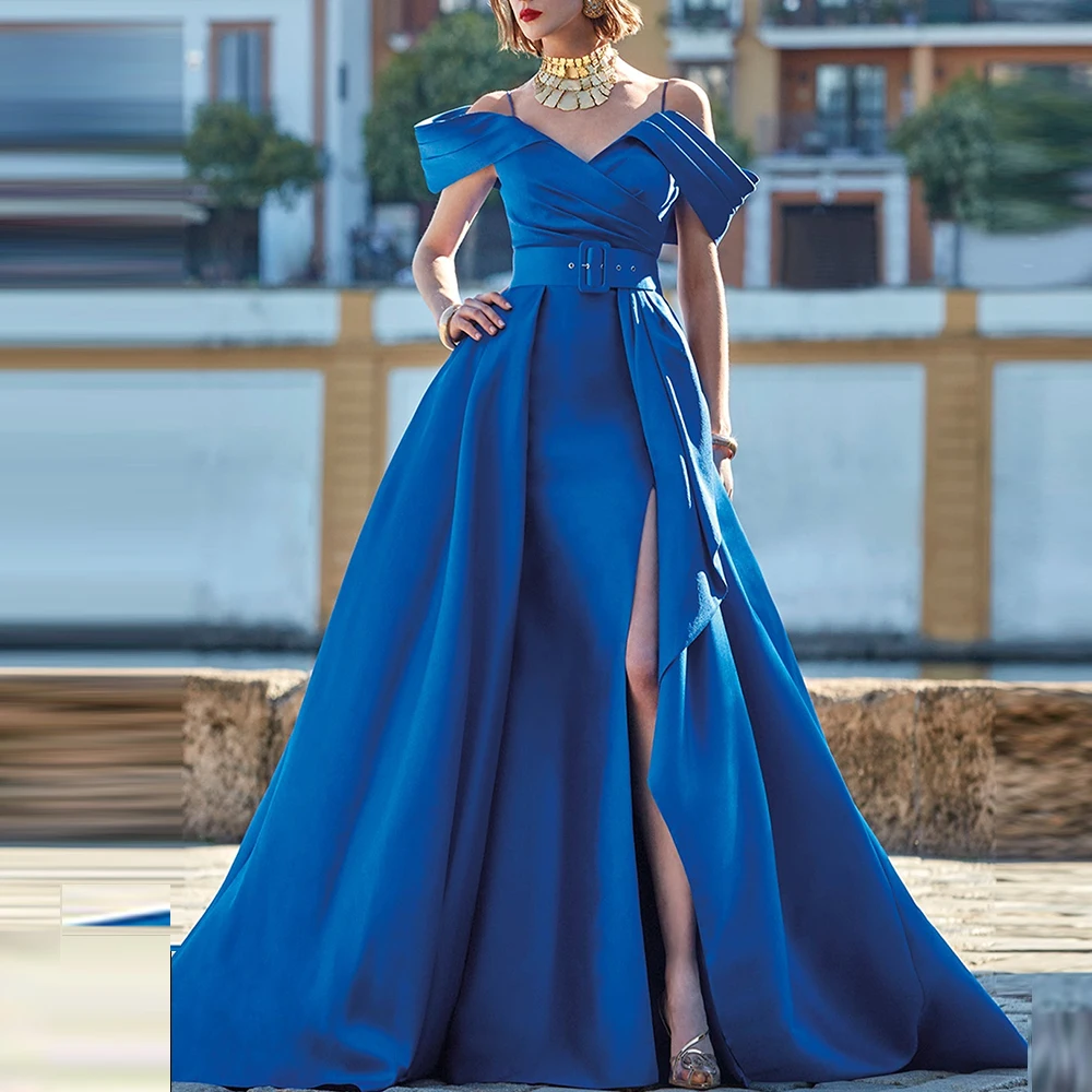 Customized Graceful Belt Spaghetti Straps Satin Evening Dresses Modern Square Collar Short Sleeves A-Line Special Occasion Gowns
Customized Graceful Belt Spaghetti Straps Satin Evening Dresses Modern Square Collar Short Sleeves A-Line Special Occasion Gowns