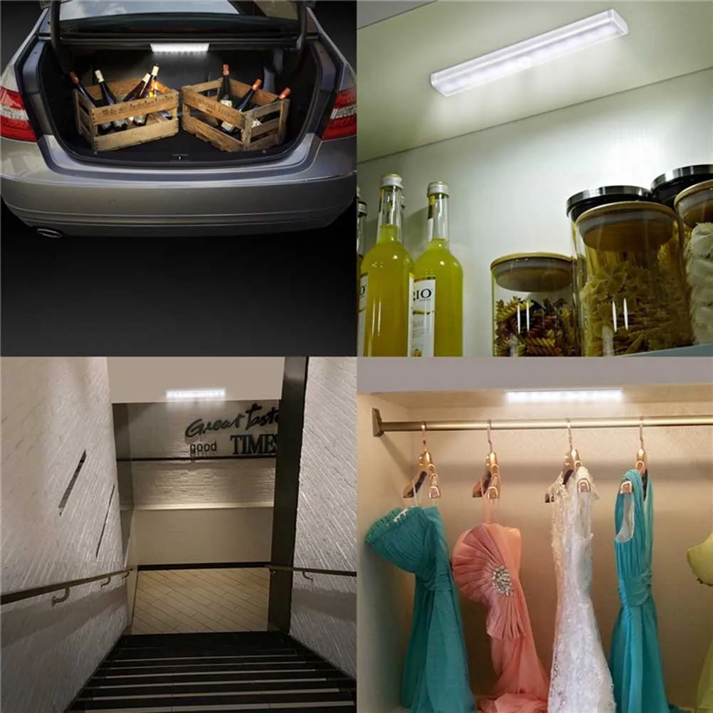 Motion Sensor Light Bar 10 LED Closet Cabinet Wardrobe Night Light Dark Activated Adhesive Tape Easy Attach Detach Cordless
Motion Sensor Light Bar 10 LED Closet Cabinet Wardrobe Night Light Dark Activated Adhesive Tape Easy Attach Detach Cordless