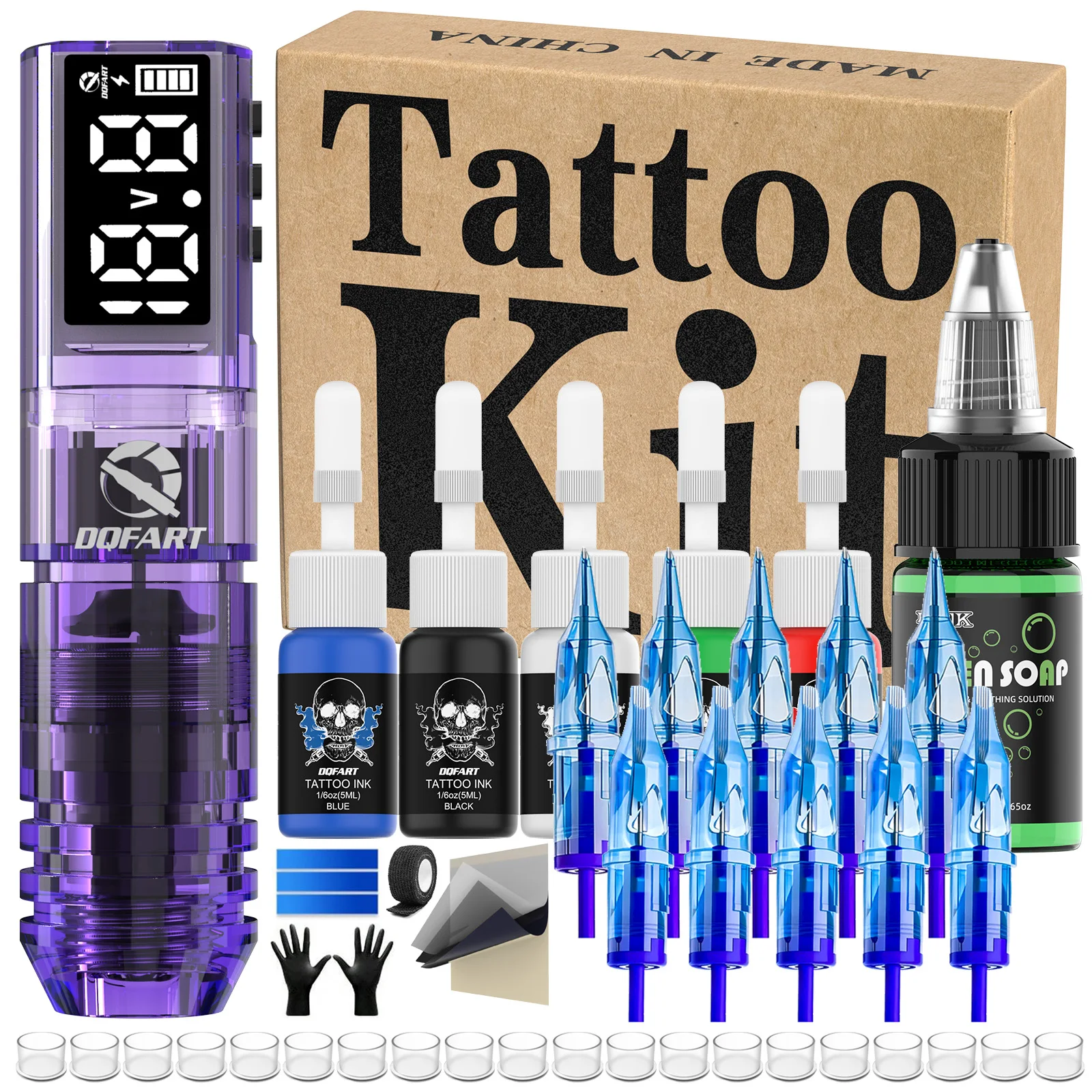 DQFART Tattoo kit Wireless Tattoo Pen 1600mAh Tattoo Machine Tattoo Needle Tattoo Ink For Tattoo Artists Beginne Tattoo Supplies
DQFART Tattoo kit Wireless Tattoo Pen 1600mAh Tattoo Machine Tattoo Needle Tattoo Ink For Tattoo Artists Beginne Tattoo Supplies