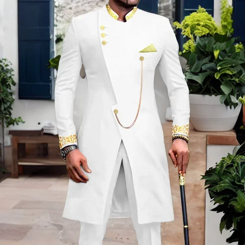 African Suit For Men With Stand Collar Long Embroidery 2 Pcs Slim Fit Formal Wedding Tuxedo For Groom (Jackets + Pants)
African Suit For Men With Stand Collar Long Embroidery 2 Pcs Slim Fit Formal Wedding Tuxedo For Groom (Jackets + Pants)