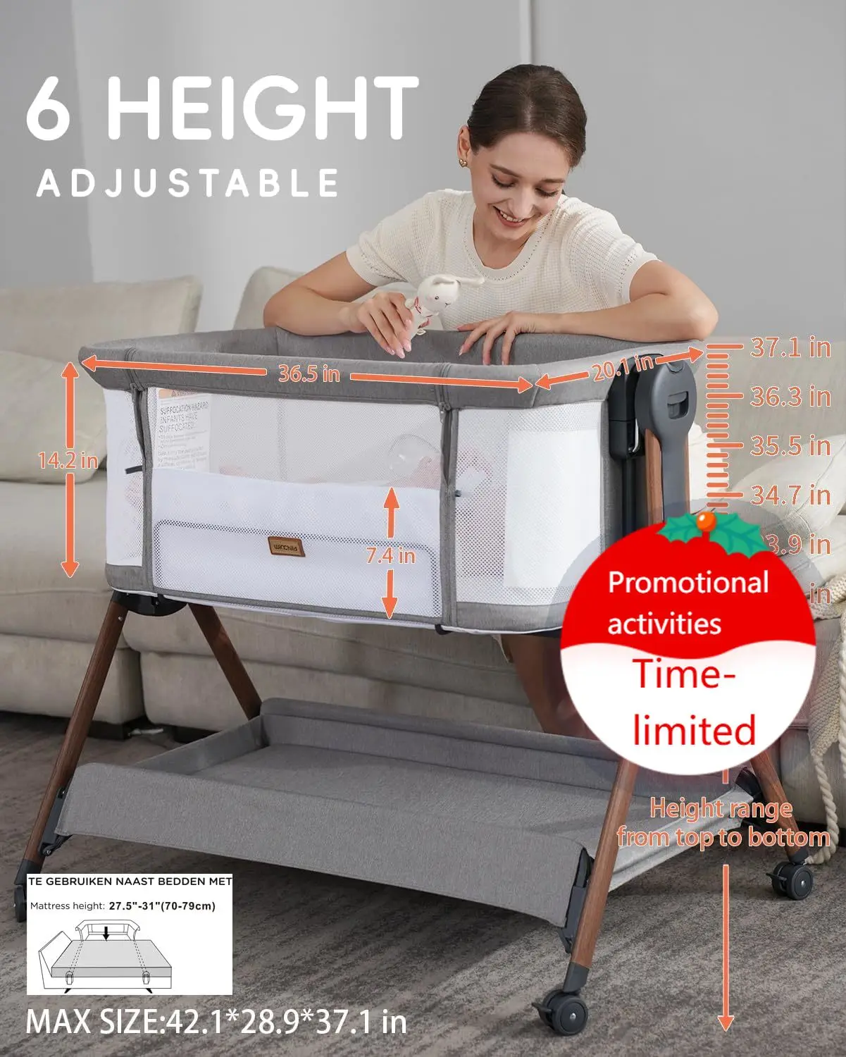 Bassinet - Baby Bassinet,3-in-1 Baby Bassinet Bedside Sleeper, Rocking Bassinet with Wheels,Breathable Sheet,Full-Mesh Sides,Sto
Bassinet - Baby Bassinet,3-in-1 Baby Bassinet Bedside Sleeper, Rocking Bassinet with Wheels,Breathable Sheet,Full-Mesh Sides,Sto