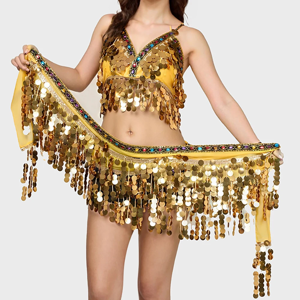 Womens Belly Latin Dance Performance Costume Shiny Sequin Tassels Halter Neck Back Tie Up Bra Top with Hip Scarf Wrap Skirts Set
Womens Belly Latin Dance Performance Costume Shiny Sequin Tassels Halter Neck Back Tie Up Bra Top with Hip Scarf Wrap Skirts Set