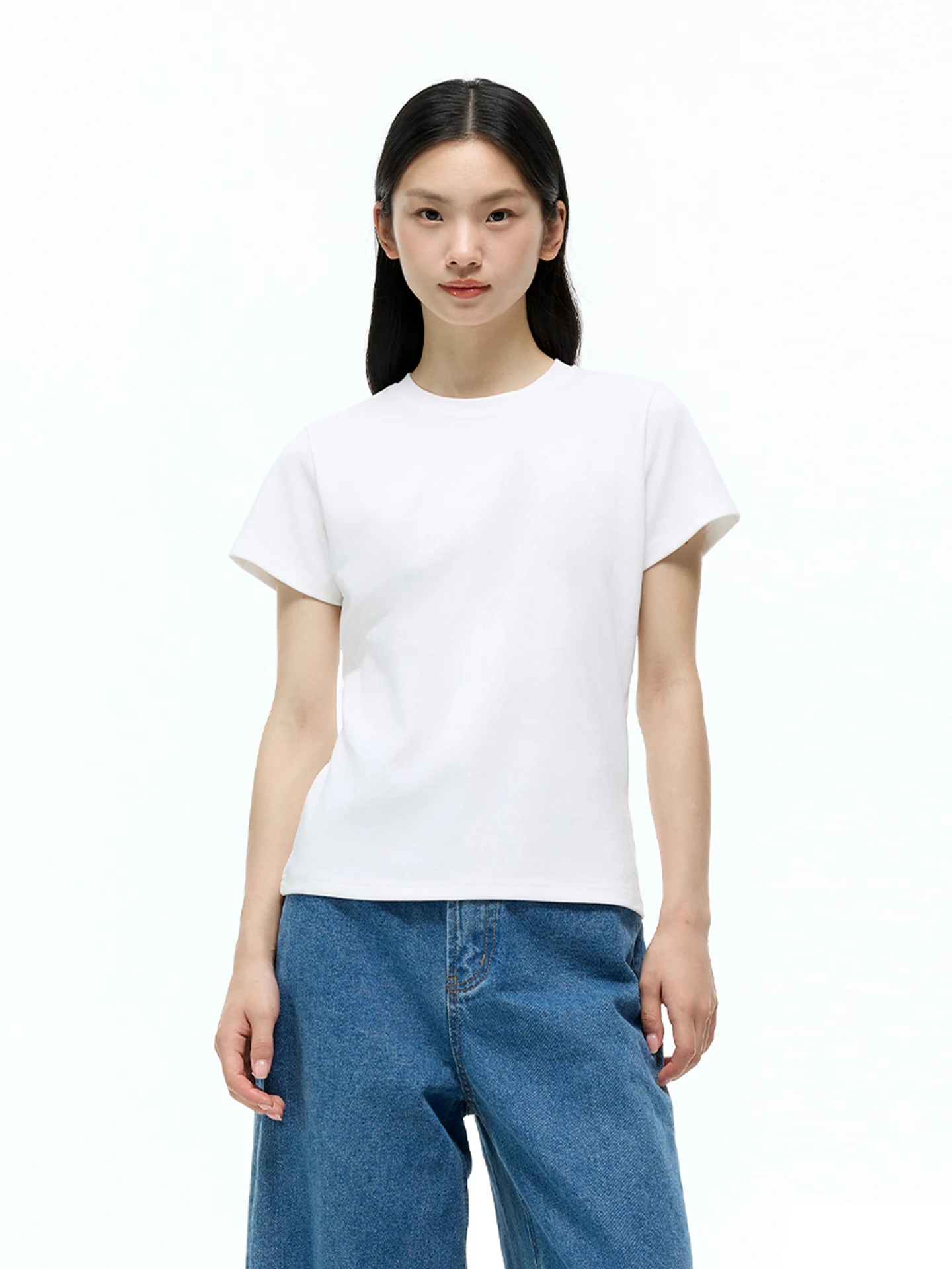 Casual Pure White Short Sleeve round Neck T-Shirt Basic Versatile Style Women's Fashion Cotton Polyester Blend Spring Summer Top
Casual Pure White Short Sleeve round Neck T-Shirt Basic Versatile Style Women's Fashion Cotton Polyester Blend Spring Summer Top