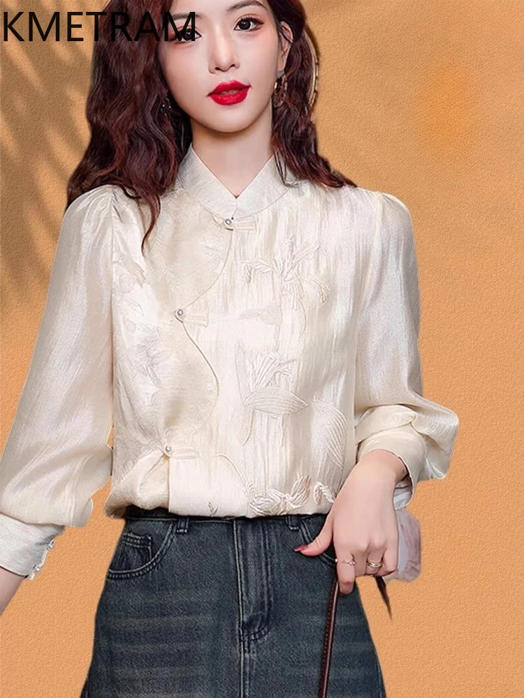 KMETRAM Natural Mulberry Silk Blouse Woman Chinese Style Elegant Tops for Woman Clothes Long Sleeve Women's Shirts 2025 Tops
KMETRAM Natural Mulberry Silk Blouse Woman Chinese Style Elegant Tops for Woman Clothes Long Sleeve Women's Shirts 2025 Tops