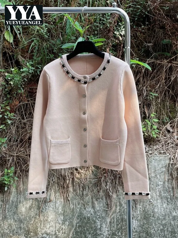 Women Office Ladies Knitted Cardigan Jacket Spring Elegant Office Lady Fashion Short Coat Long Sleeve O Neck Diamonds Outerwear
Women Office Ladies Knitted Cardigan Jacket Spring Elegant Office Lady Fashion Short Coat Long Sleeve O Neck Diamonds Outerwear
