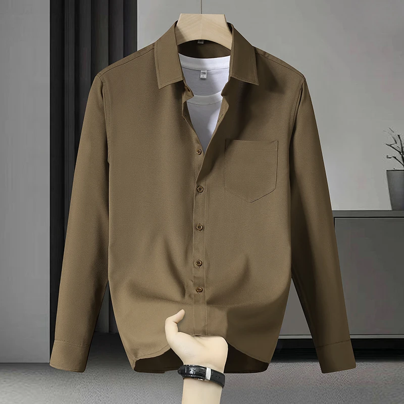 2026 Men's Lapel Shirt Long Sleeved Shirt Single Breasted Solid Color Loose Jacket Men's Spring Autumn Top Daily Interior Wear
2026 Men's Lapel Shirt Long Sleeved Shirt Single Breasted Solid Color Loose Jacket Men's Spring Autumn Top Daily Interior Wear
