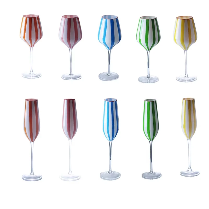Hand Painted Colorful Striped Cocktail Goblet Water Cup Creative Red Wine Glass Set Party Wedding Barware
Hand Painted Colorful Striped Cocktail Goblet Water Cup Creative Red Wine Glass Set Party Wedding Barware