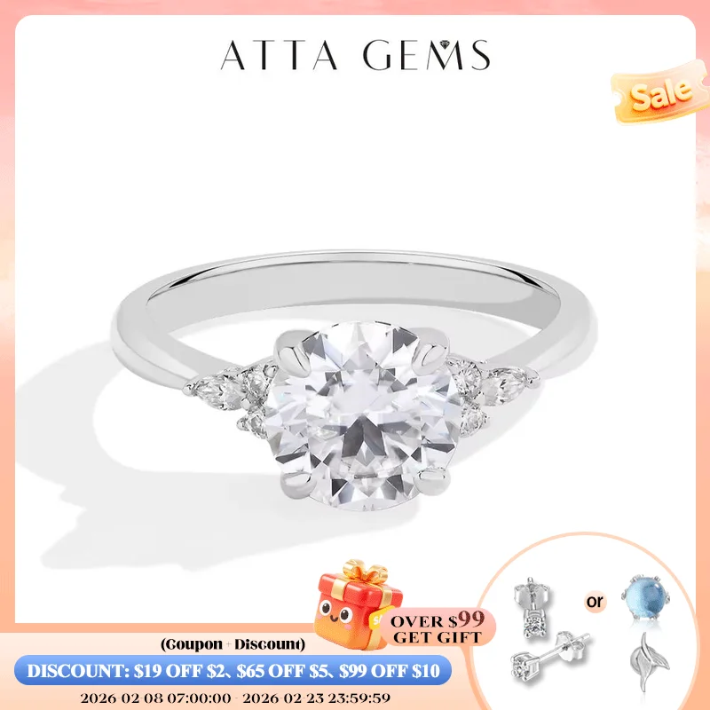ATTAGEMS Round Cut 2.0CT Moissanite Rings for Women Solid 10K 14K 18K Au585 Gold Engagement Wedding Jewelry With GRC Certificate
ATTAGEMS Round Cut 2.0CT Moissanite Rings for Women Solid 10K 14K 18K Au585 Gold Engagement Wedding Jewelry With GRC Certificate
