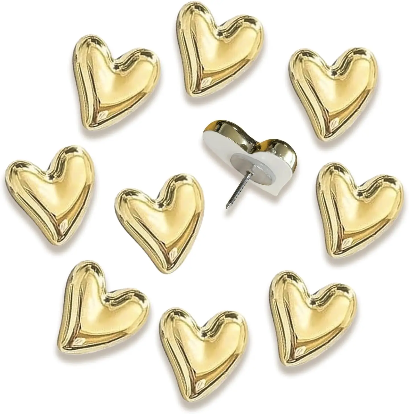 50 Pcs Gold Heart Thumbtacks for Cork Board, Photo Wall, Memo Board, Soft Wood Push Pins Decorative
50 Pcs Gold Heart Thumbtacks for Cork Board, Photo Wall, Memo Board, Soft Wood Push Pins Decorative