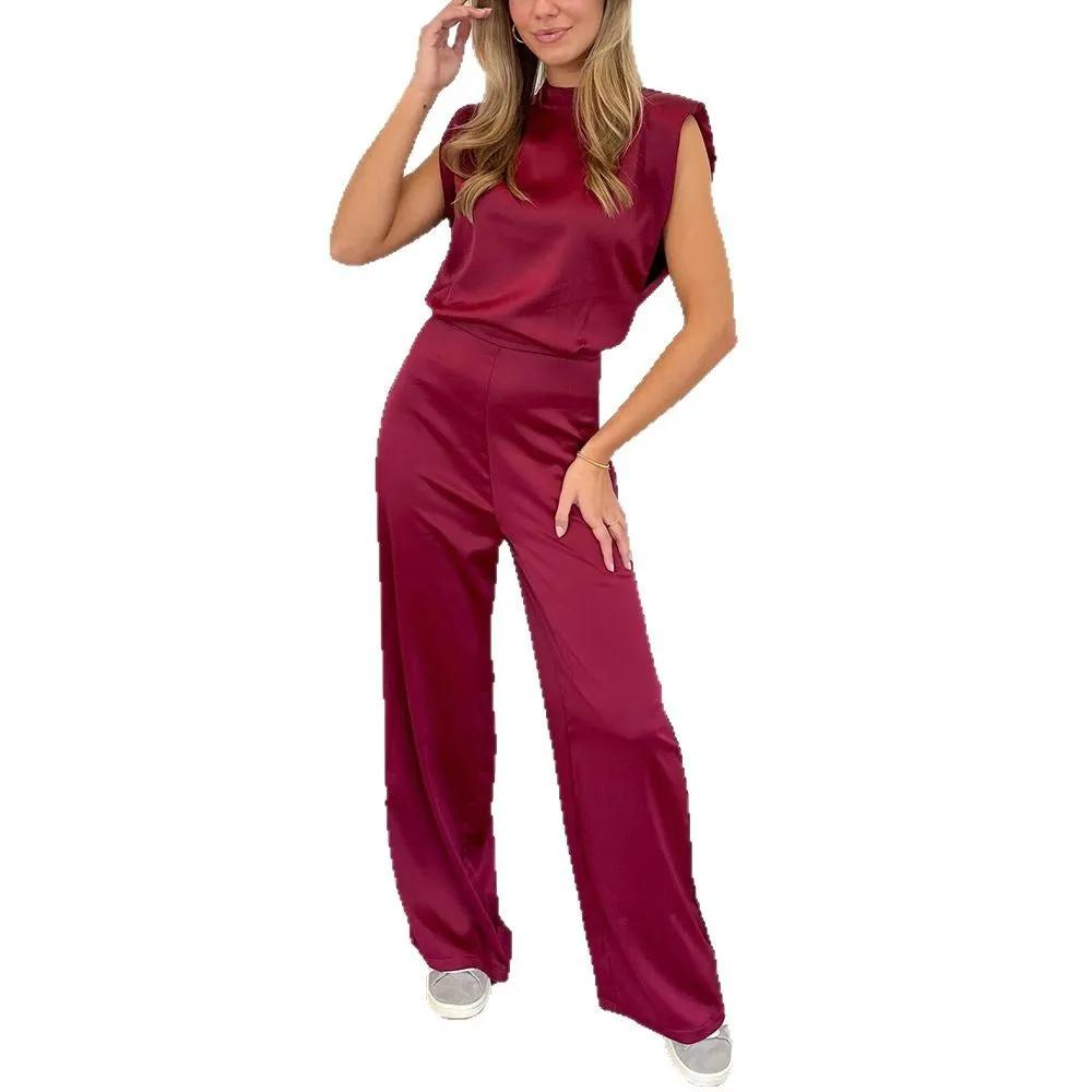 Women's Summer New Silk Satin Textured Halter Neck Sleeveless Jumpsuit Female Chic Zipper Backless Fold Wide Leg Jumpsuit
Women's Summer New Silk Satin Textured Halter Neck Sleeveless Jumpsuit Female Chic Zipper Backless Fold Wide Leg Jumpsuit