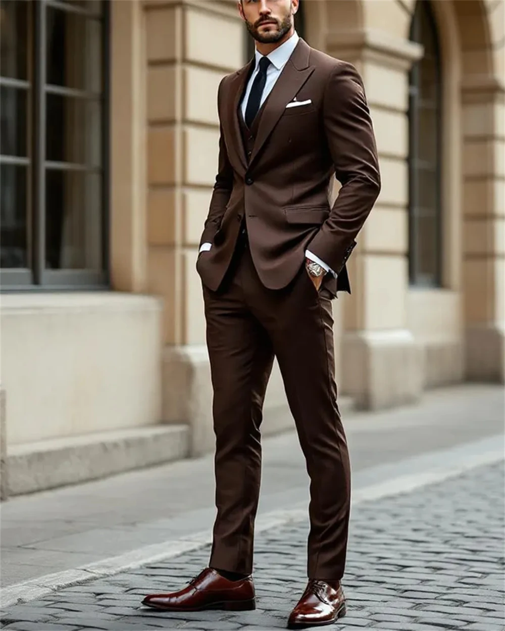 Brown Men's Suits 3 Piece Elegant Slim Fit Formal Suit Tailored Groomsmen Tuxedo for Wedding Celebrity (Jacket+Vest+Pants)
Brown Men's Suits 3 Piece Elegant Slim Fit Formal Suit Tailored Groomsmen Tuxedo for Wedding Celebrity (Jacket+Vest+Pants)