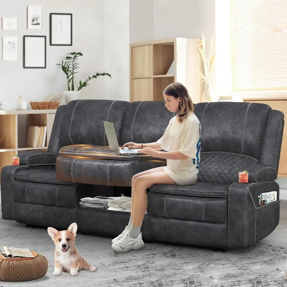 3-Seat Reclining Sofa with Storage, Cup Holders, and Removable Cover - Velvet Grey
3-Seat Reclining Sofa with Storage, Cup Holders, and Removable Cover - Velvet Grey