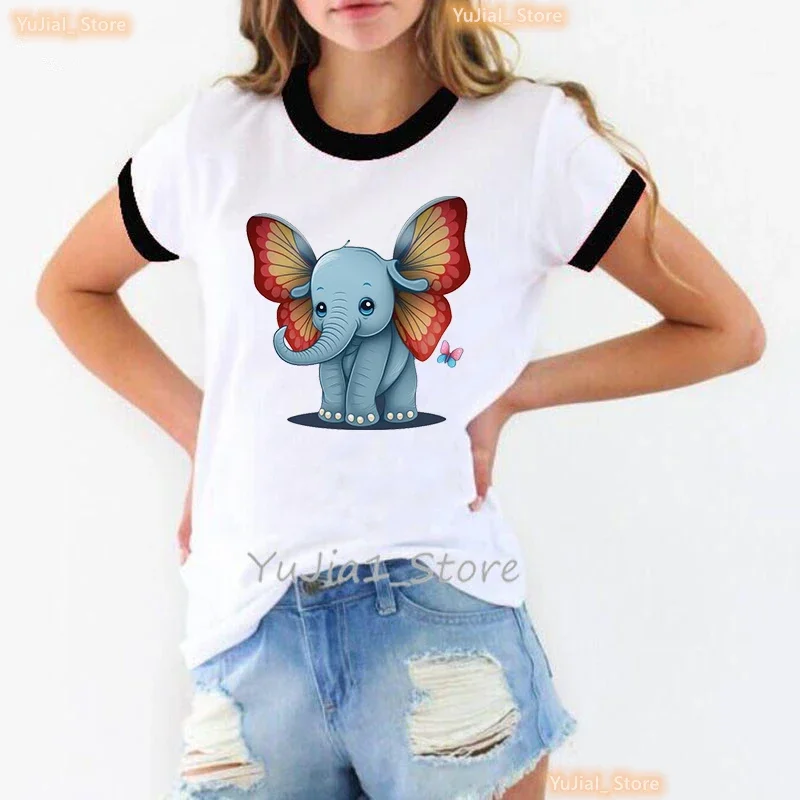 Funny Elephant Butterfly Animal Print T Shirt Girls Funny Casual Tshirt Women Harajuku Kawaii Clothes Summer Fashion T-Shirt
Funny Elephant Butterfly Animal Print T Shirt Girls Funny Casual Tshirt Women Harajuku Kawaii Clothes Summer Fashion T-Shirt