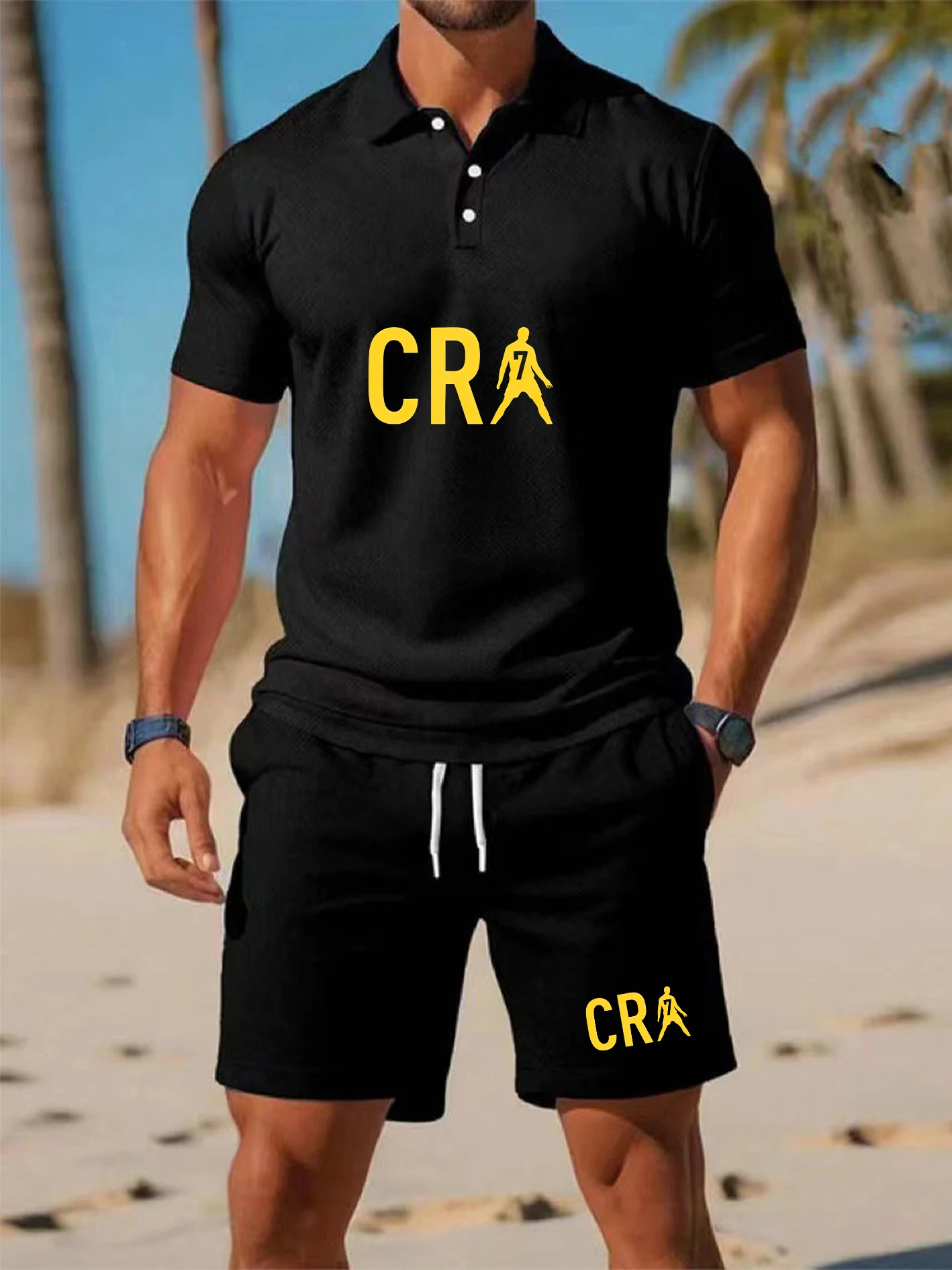 Men's CR7 Print Casual Sport Polo Set, Loose Fit Business Polo with Athletic Shorts, Breathable Sweat-Wicking Fabric, Comfortabl
Men's CR7 Print Casual Sport Polo Set, Loose Fit Business Polo with Athletic Shorts, Breathable Sweat-Wicking Fabric, Comfortabl