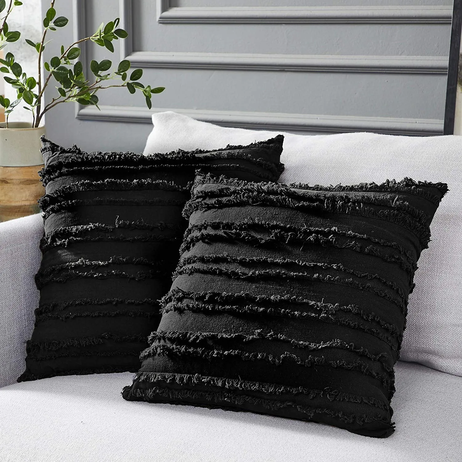 Inyahome 2 Pcs Black Tassels Cotton Linen Throw Pillow Covers Bohemia Decorative Striped Cushion Covers for Sofa Bedroom Car
Inyahome 2 Pcs Black Tassels Cotton Linen Throw Pillow Covers Bohemia Decorative Striped Cushion Covers for Sofa Bedroom Car