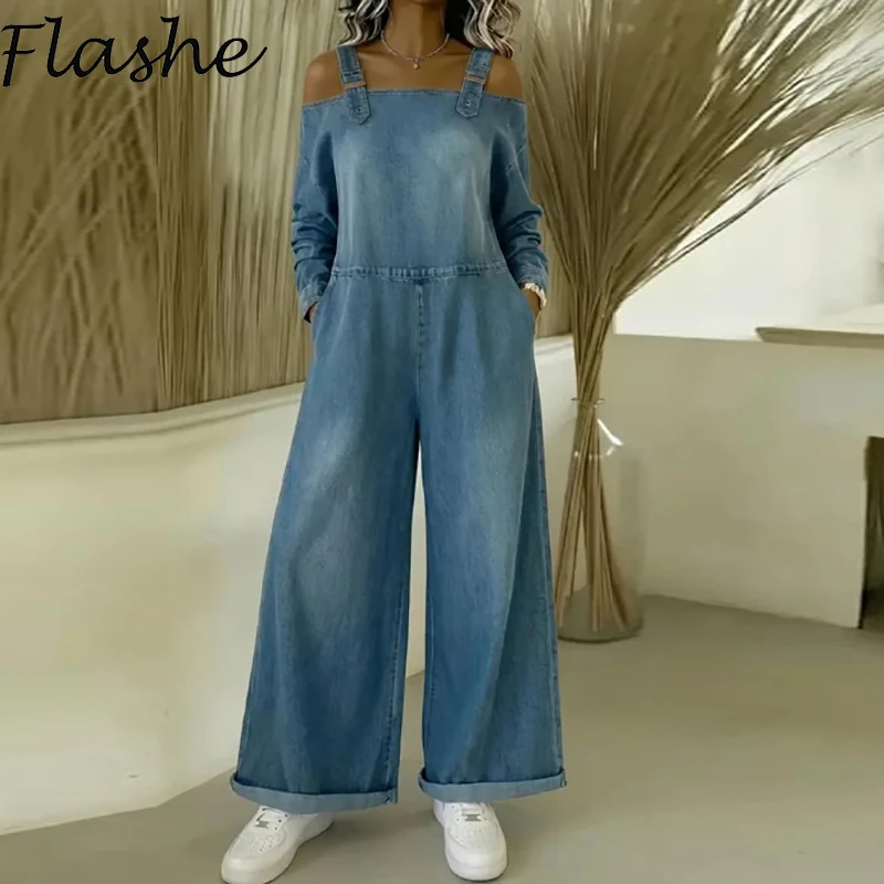 Модный женский комбинезон с длинным рукавом, однотонный джинсовый комбинезон-комплект, женский комбинезон-плейсют на весну-осень, с открытыми плечами и карманами
Модный женский комбинезон с длинным рукавом, однотонный джинсовый комбинезон-комплект, женский комбинезон-плейсют на весну-осень, с открытыми плечами и карманами