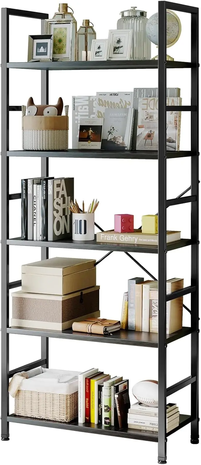Book Shelf, 5 Tier Bookcase, Modern Tall Bookshelf for Garage Kit, CDs, Movies, Industrial Corner Storage Organizer
Book Shelf, 5 Tier Bookcase, Modern Tall Bookshelf for Garage Kit, CDs, Movies, Industrial Corner Storage Organizer