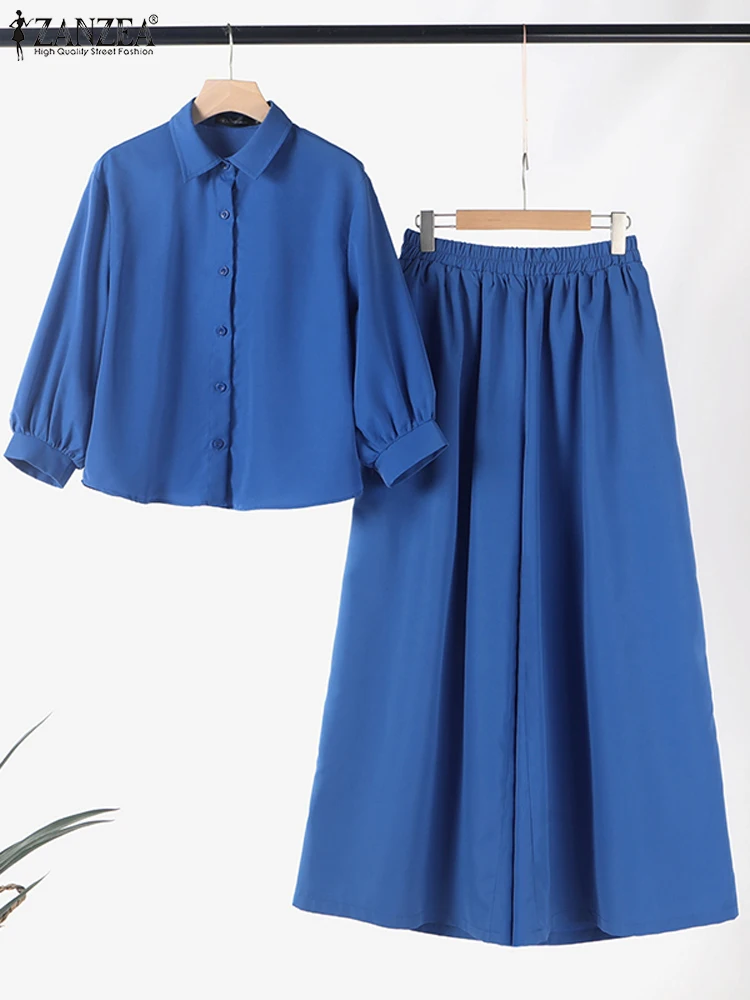 ZANZEA Autumn Trouser Suit Elegant 3/4 Lantern Sleeve Shirt OL Pant Sets 2pcs Women Work Matching Sets Solid Loose Tracksuits
ZANZEA Autumn Trouser Suit Elegant 3/4 Lantern Sleeve Shirt OL Pant Sets 2pcs Women Work Matching Sets Solid Loose Tracksuits